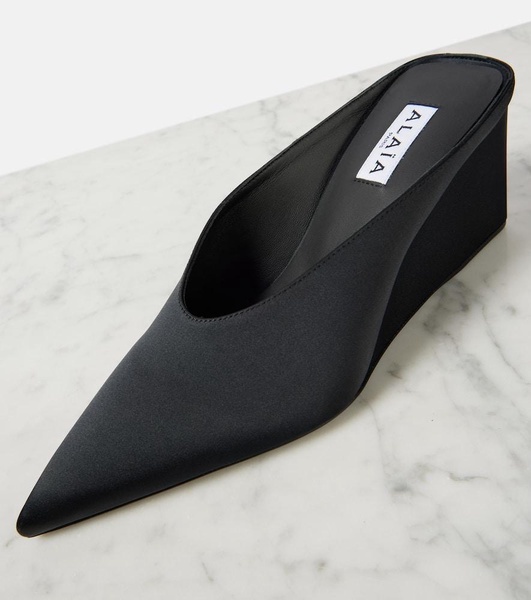 Cube 75 satin wedge mules