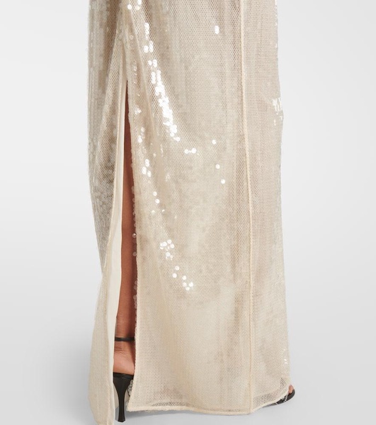 Sheer sequined maxi dress
