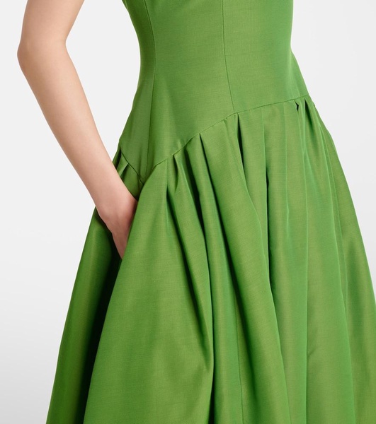 Pleated cotton-blend maxi dress