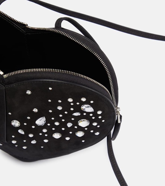 Le Cœur embellished suede shoulder bag