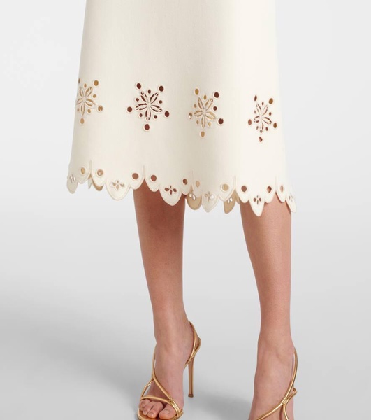 Melly scalloped crepe midi skirt