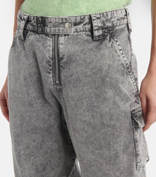 Mid-rise cotton canvas cargo pants
