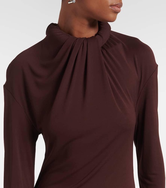 Gathered crêpe jersey gown