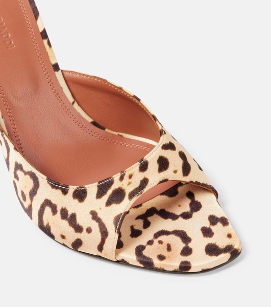 Alexa 95 leopard-print satin mules