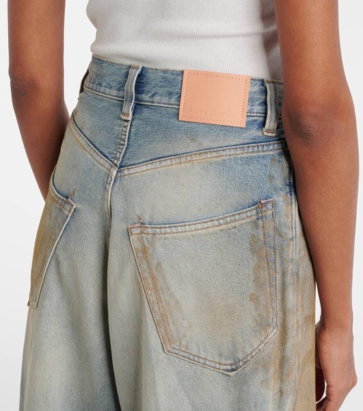 Penicillin distressed mid-rise wide-leg jeans