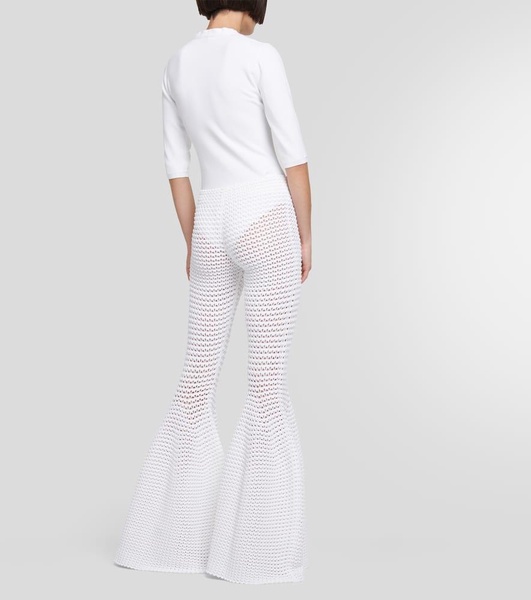 Waffle-knit flared pants