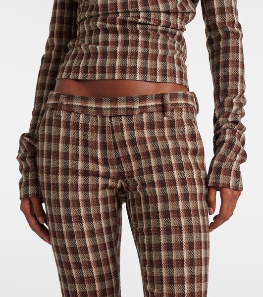 Checked wool and cotton-blend flared pants