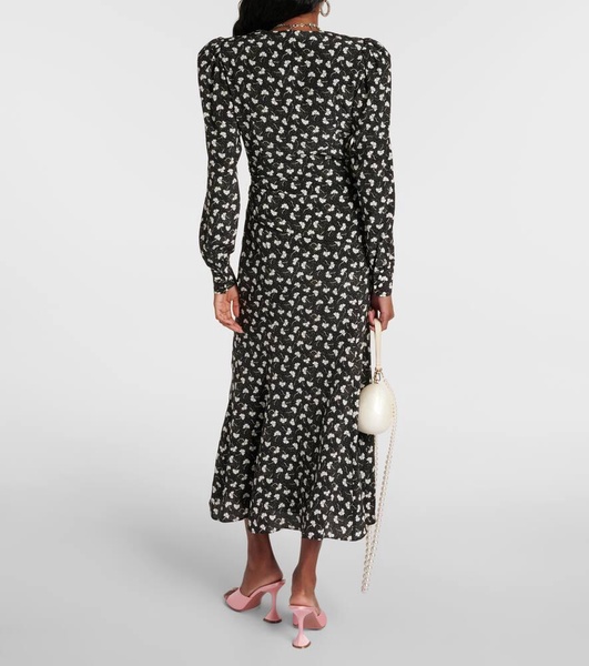 Printed silk midi dress