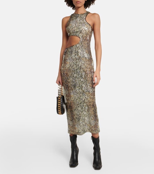 Sequined cutout midi dress