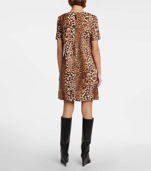 Leopard-print cotton-blend minidress