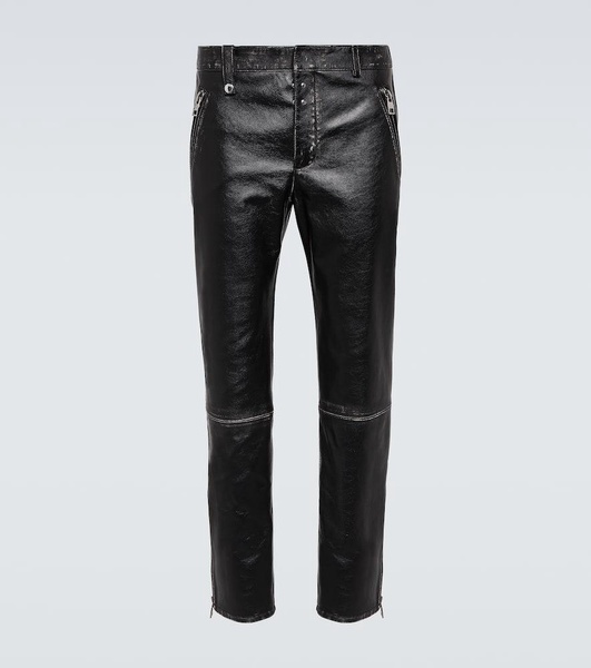 Leather straight pants