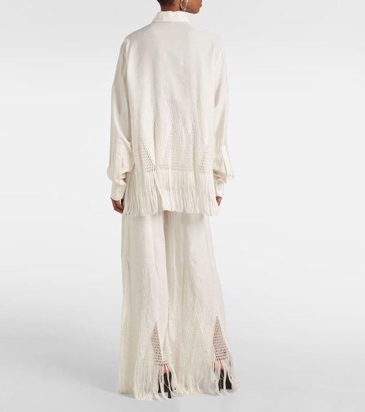 Open-knit fringed shirt