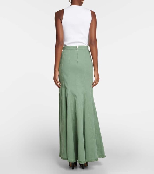 Flared high-rise cotton maxi skirt