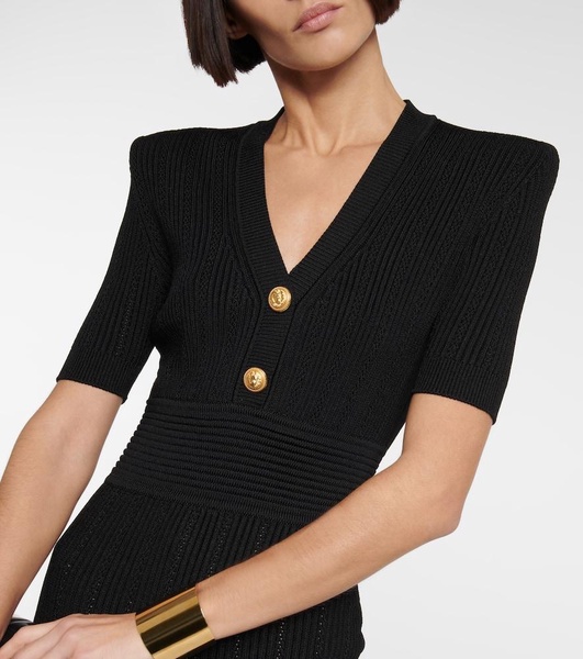 Ribbed V-neck mini dress