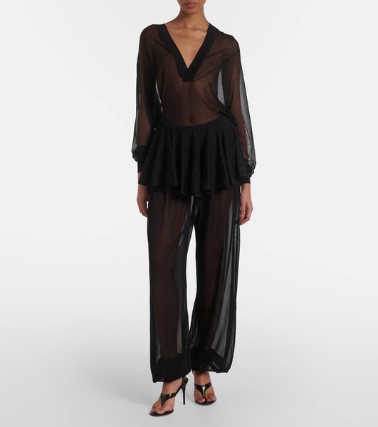 Sheer hooded bodysuit