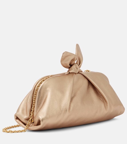 Bow Tie metallic leather clutch