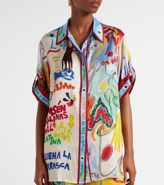 La Charrasca printed silk satin shirt
