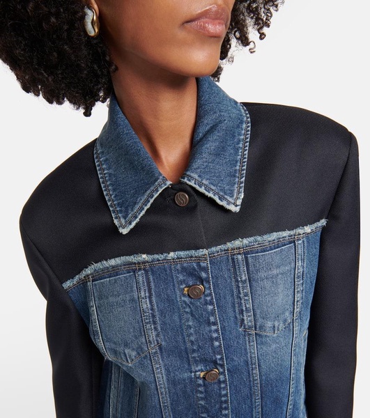 Twill-paneled denim jacket
