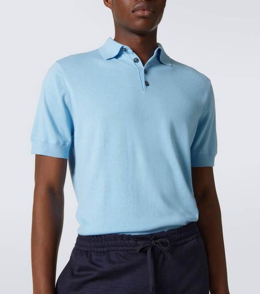 Cotton, silk and cashmere polo shirt