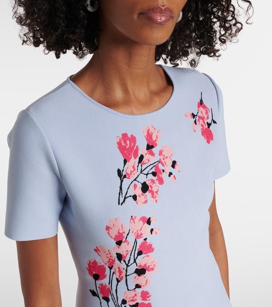 Floral jacquard midi dress