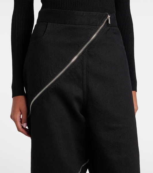 Spiral cotton wide-leg pants