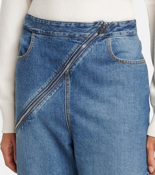 Zip-up wide-leg jeans