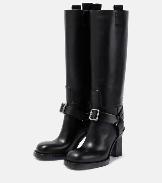 Stirrup leather knee-high boots