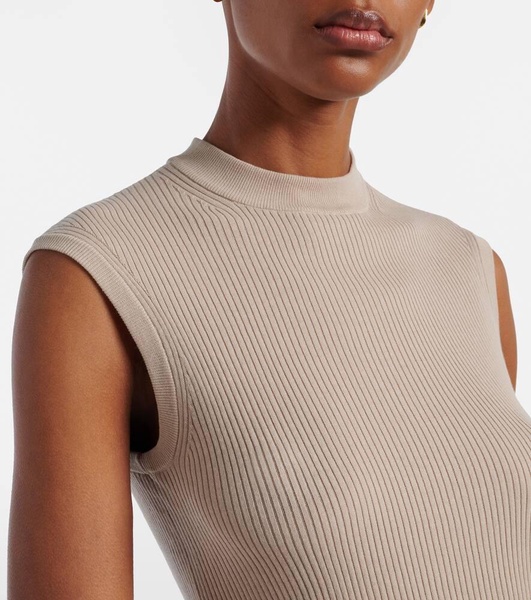 Striped cotton and silk top