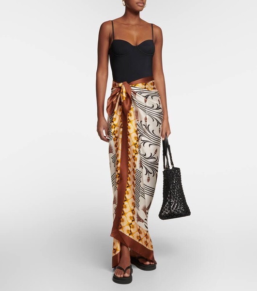 Printed silk beach cover-up