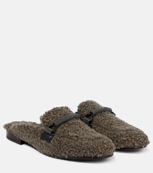 Embellished shearling slippers
