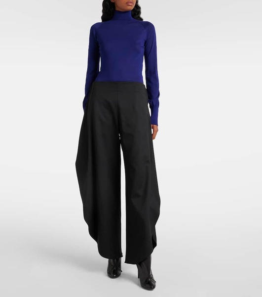 Sheer turtleneck wool bodysuit