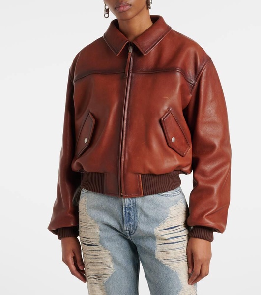Leather bomber jacket 