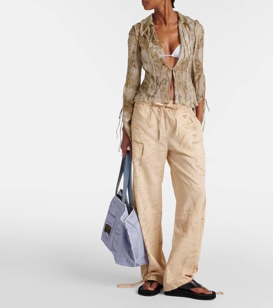 Trompe l'œil linen and cotton cargo pants
