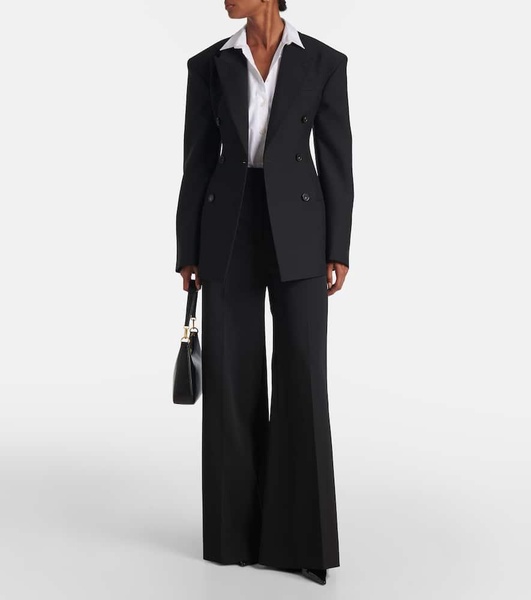 High-rise wool-blend wide-leg pants