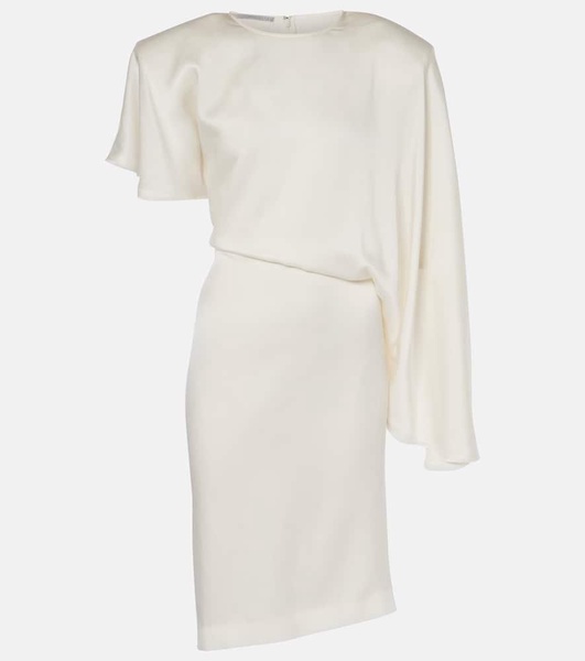 Asymmetric crêpe satin midi dress