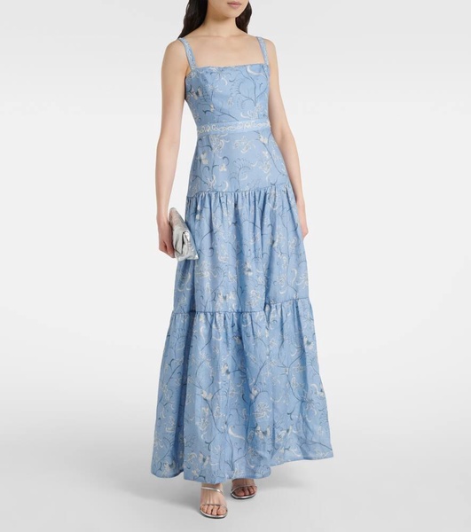Lima Lymanopoda appliqué cotton maxi dress