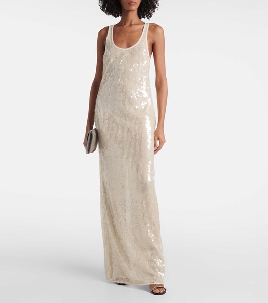 Sheer sequined maxi dress