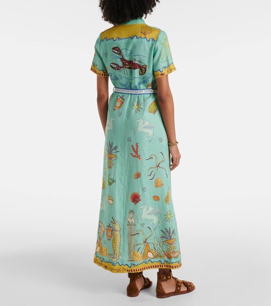 Surrealist Summer linen shirt dress