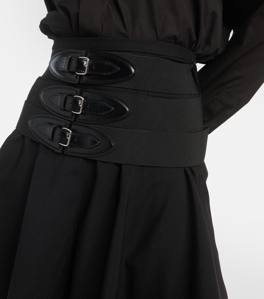 Belted wool miniskirt