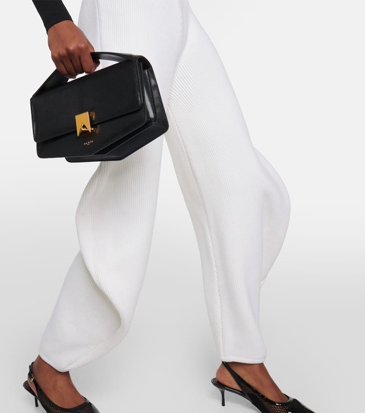 High-rise knit barrel-leg pants