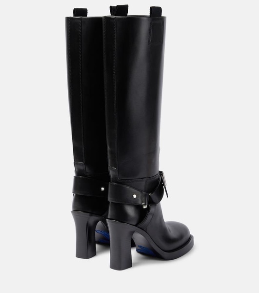 Stirrup leather knee-high boots