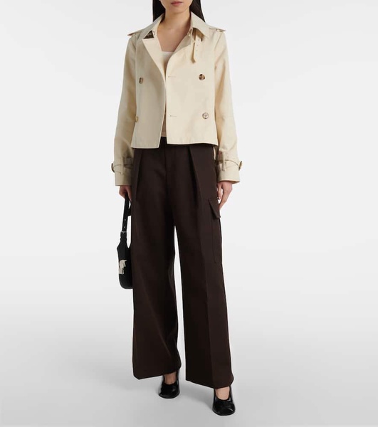 Cropped gabardine trench coat