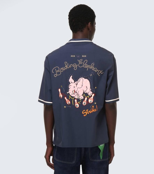 Embroidered cotton bowling shirt