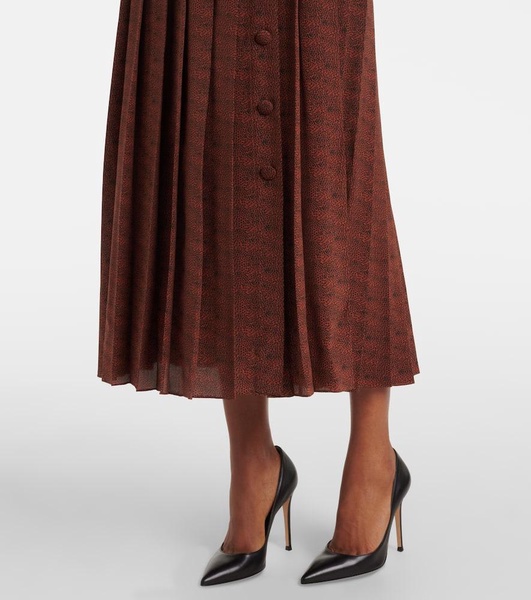 Leopard-print silk midi dress
