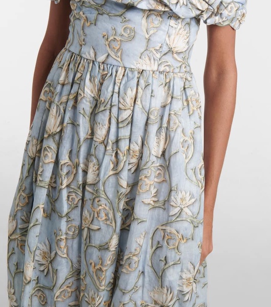 Espliego ruffled floral linen maxi dress