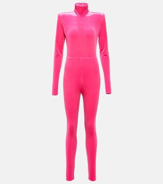 Turtleneck velvet jumpsuit