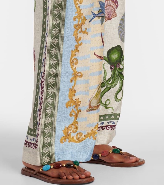Bath House printed silk wide-leg pants