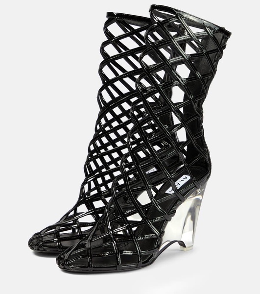 Leather wedge ankle boots