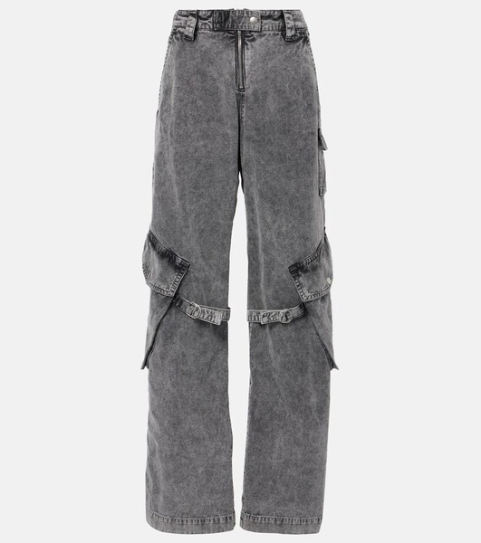 Mid-rise cotton canvas cargo pants