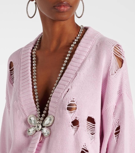 Embellished cotton and cashmere cardigan